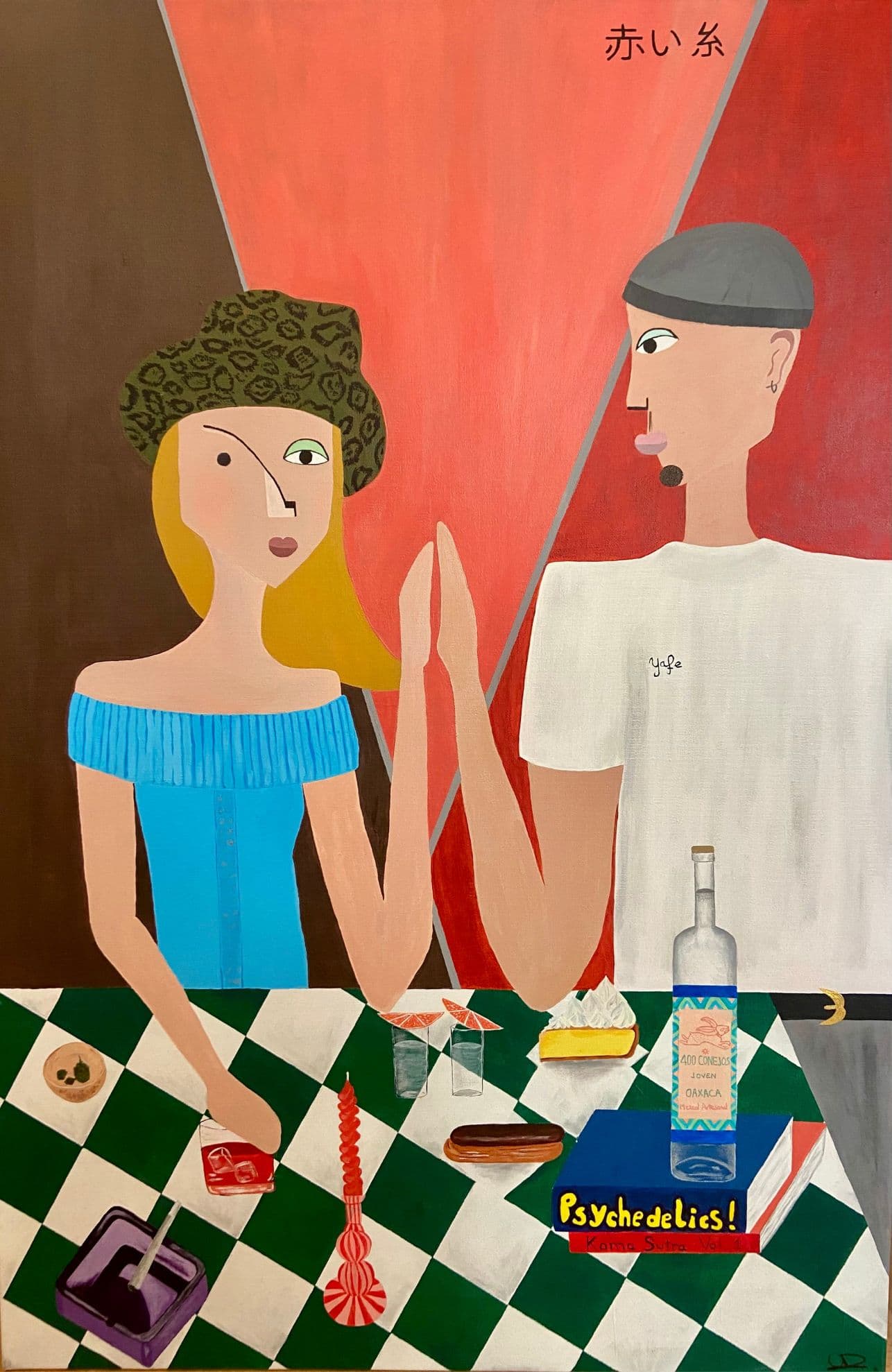 Painting titled 'Akaito' by Clotilde Degommier