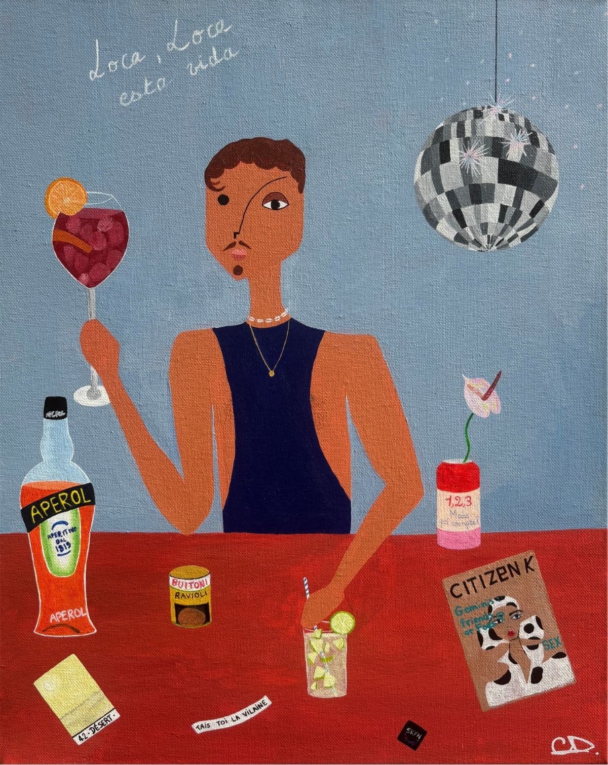 Painting titled 'Gemini's Chaos' by Clotilde Degommier