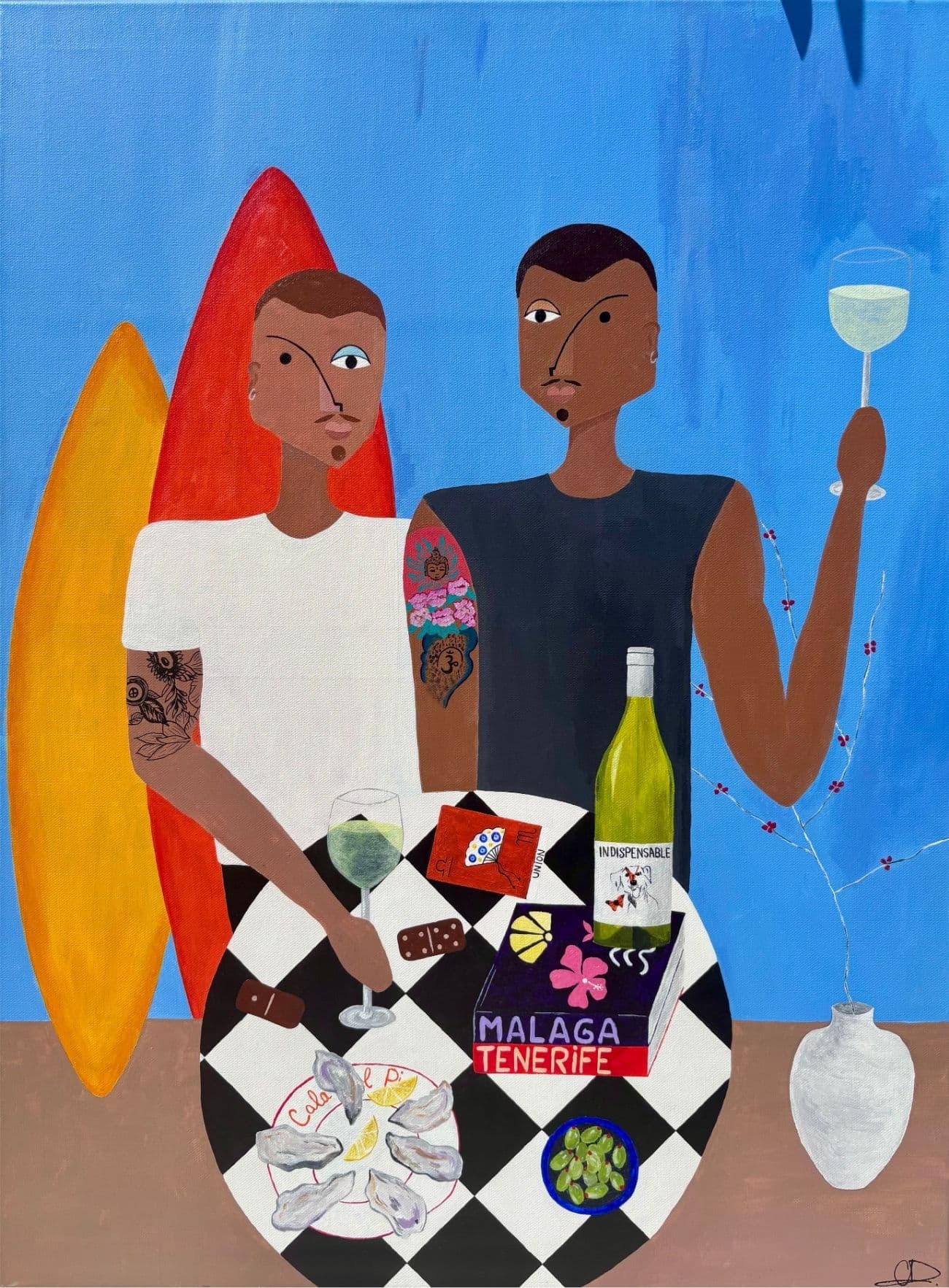 Painting titled 'Mediterranean Love' by Clotilde Degommier